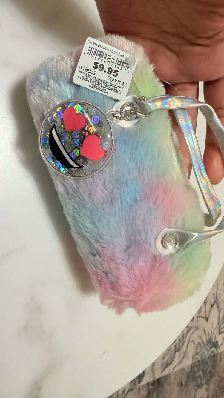 The Children's Place Faux Fur Emoji Glasses Case Rainbow